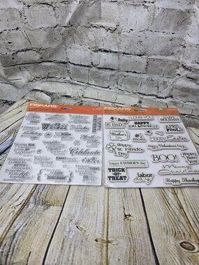 2 Fiskars Happy Hooplah Sentiments Citations Make A Wish Clear Stamps